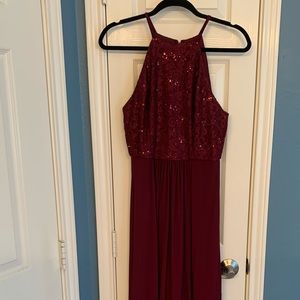 Long Maroon Evening Dress